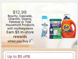 Walgreens Bounty, Cascade, Charmin, Downy, Febreze or Tide Household Products offer