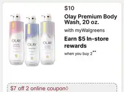 Walgreens Olay Premium Body Wash, 20 oz offer