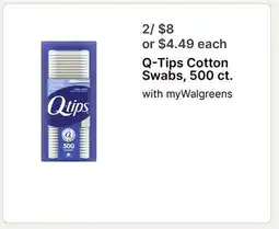 Walgreens Q-Tips Cotton Swabs, 500 ct offer