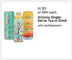 Walgreens Arizona Single-Serve Tea or Drink offer