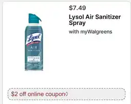 Walgreens Lysol Air Sanitizer Spray offer