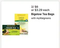 Walgreens Bigelow Tea Bags offer