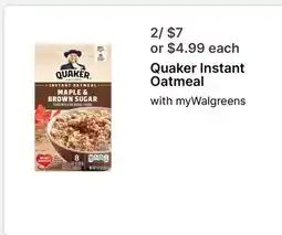 Walgreens Quaker Instant Oatmeal offer
