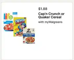 Walgreens Cap'n Crunch or Quaker Cereal offer