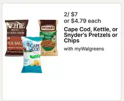 Walgreens Cape Cod, Kettle, or Snyder's Pretzels or Chips offer