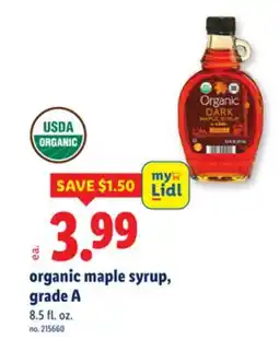 Lidl organic maple syrup, grade A offer
