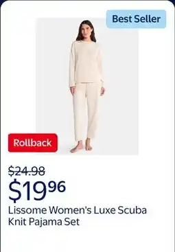 Walmart Lissome Women's Luxe Scuba Knit Top and Pants Pajama Set offer