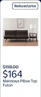 Walmart Mainstays Pillow Top Futon 71.25in, Charcoal offer