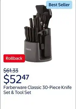 Walmart Farberware Classic 30-Piece Spin-N-Store Rotating Carousel Stainless Steel Knife Set & Tool Set Gray offer