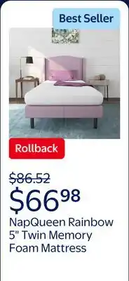 Walmart NapQueen Rainbow 5 Twin, Memory Foam Mattress, White offer