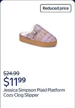 Walmart Jessica Simpson Plaid Platform Cozy Clog Slipper offer