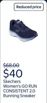 Walmart Skechers Women's GO RUN CONSISTENT 2.0 - Fast Lace-Up Running Sneaker offer