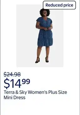 Walmart Terra & Sky Women's Plus Size Mini Dress with Flutter Sleeves offer