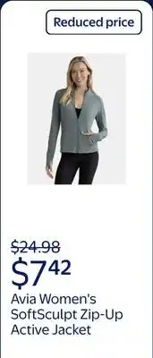 Walmart Avia Women's and Women's Plus SoftSculpt Zip-Up Active Jacket offer