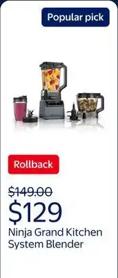 Walmart Ninja Grand Kitchen System Blender, Smoothie, Chop, Dough, 4 Preset Programs, 3 Speeds offer