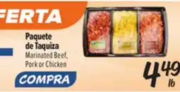 El Super Marinated Beef, Pork or Chicken offer