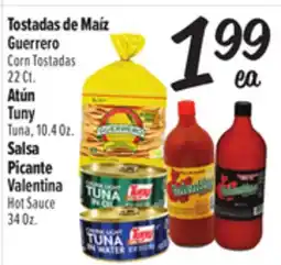 El Super Guerrero Corn Tostadas 22 Ct. Tuny Tuna, 10.4 Oz. Valentina Hot Sauce 34 Oz offer