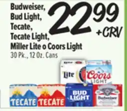 El Super Budweiser, Bud Light, Tecate, Tecate Light, Miller Lite o Coors Light offer