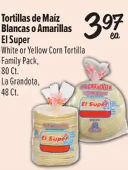 El Super White or Yellow Corn Tortilla Family Pack,80 Ct. La Grandota, 48 Ct offer