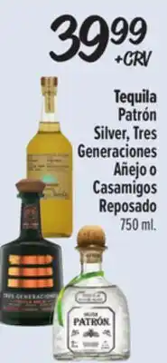 El Super Tequila Patrón Silver, Tres Generaciones Añejo o Casamigos Reposado offer