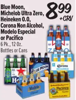 El Super Blue Moon, Michelob Ultra Zero, Heineken 0.0, Corona Non Alcohol, Modelo Especial or Pacifico offer