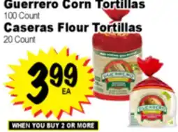 Superior Grocers Guerrero Corn Tortillas 100 Count Caseras Flour Tortillas 20 Count offer