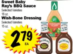Superior Grocers Sweet Baby Ray's BBQ Sauce 18 oz. Wish-Bone Dressing 15 oz offer