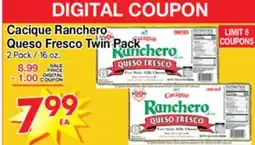 Superior Grocers Cacique Ranchero Queso Fresco Pack Twin Pack offer