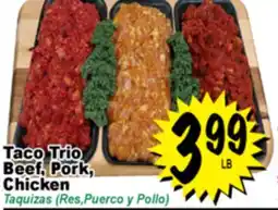 Superior Grocers Taco Trio Beef, Pork, Chicken offer