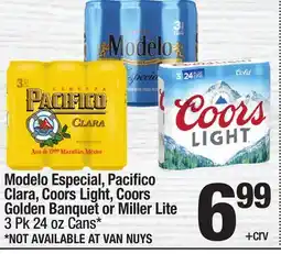 Super King Markets Modelo Especial, Pacifi co Clara, Coors Light, Coors Golden Banquet or Miller Lite offer