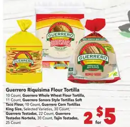 Vallarta Supermarkets Guerrero Riquisima Flour Tortilla offer