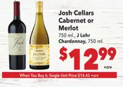 Vallarta Supermarkets Josh Cellars Cabernet or Merlot offer