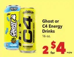 Vallarta Supermarkets Ghost or C4 Energy Drinks offer