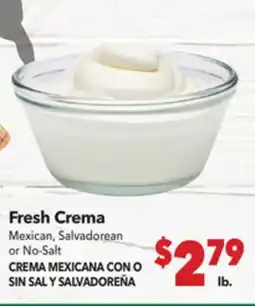 Vallarta Supermarkets Fresh Crema Mexican, Salvadorean or No-Salt / CREMA MEXICANA CON O SIN SAL Y SALVADOREÑA offer