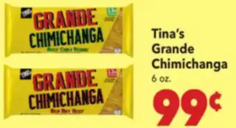 Vallarta Supermarkets Tina's Grande Chimichanga offer