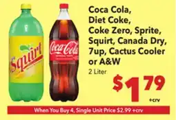 Vallarta Supermarkets Coca Cola, Diet Coke, Coke Zero, Sprite, Squirt, Canada Dry, 7up, Cactus Cooler or A & W offer