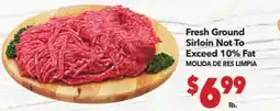Vallarta Supermarkets Fresh Ground Sirloin Not Exceed 10% / MOLIDA DE RES LIMPIA offer
