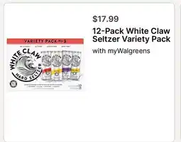 Walgreens 12-Pack White Claw Seltzer Variety Pack offer