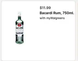Walgreens Bacardi Rum, 750ml offer