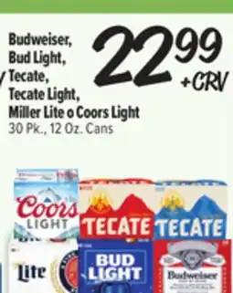 El Super Fresh Budweiser, Bud Light, Tecate, Tecate Light, Miller Lite o Coors Light offer