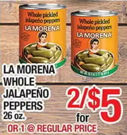 Torres Supermercado LA MORENA WHOLE JALAPEÑO PEPPERS offer
