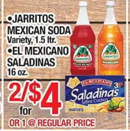 Torres Supermercado JARritos MEXICAN SODA, Variety, 1.5 ltr. • El Mexicano SALADINAS, 16 oz offer