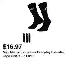 Dick's Sporting Goods Nike Men's Sportswear Everyday Essential Crew Socks – offer