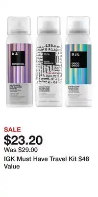 Nordstrom IGK Must Have Travel Kit $48 Value offer