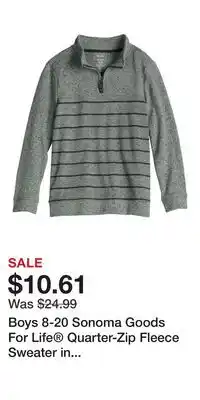 Kohl's Boys 8-20 Sonoma Goods For Life Quarter-Zip Fleece Sweater in Regular & Husky offer