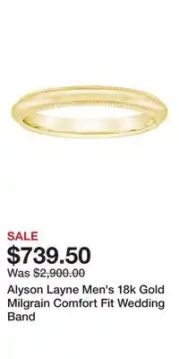 Kohl's Alyson Layne Men's 18k Gold Milgrain Comfort Fit Wedding Band offer