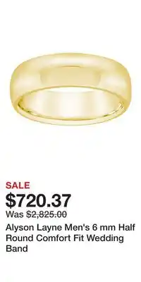 Kohl's Alyson Layne Men's 6 mm Half Round Comfort Fit Wedding Band offer