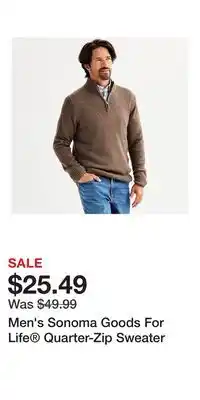 Kohl's Men's Sonoma Goods For Life Quarter-Zip Sweater offer