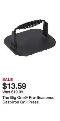 Kohl's The Big One Pre-Seasoned Cast-Iron Grill Press offer