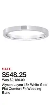 Kohl's Alyson Layne 18k White Gold Flat Comfort Fit Wedding Band offer